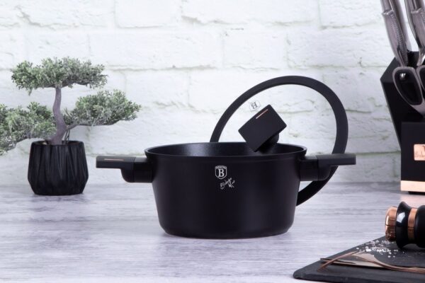 Berlinger Haus BH/7086 Monaco Collection Kasserolle in Schwarz mit Deckel Topf Durchmesser 20 cm