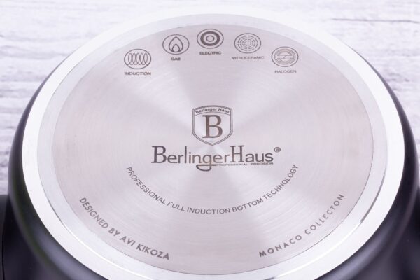 Berlinger Haus BH/7086 Monaco Collection Kasserolle in Schwarz mit Deckel Topf Durchmesser 20 cm
