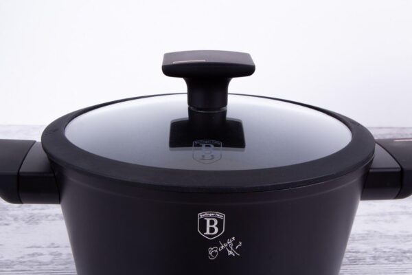 Berlinger Haus BH/7086 Monaco Collection Kasserolle in Schwarz mit Deckel Topf Durchmesser 20 cm