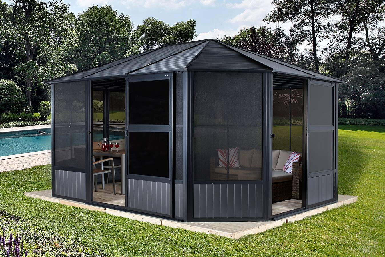 Sojag Kaltwintergarten Charleston anthrazit Aluminium B/H/T: ca. 472x281x367 cm