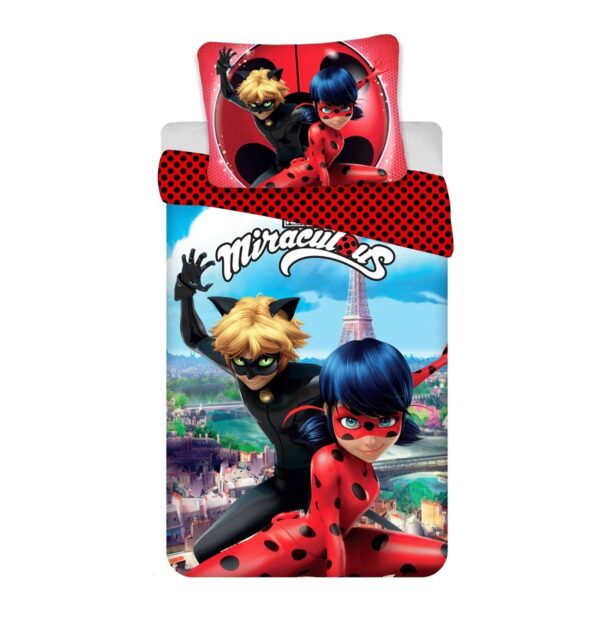 COFI 1453 Miraculous Ladybug Bettwäsche aus Baumwolle 140x200 + 70x90 cm