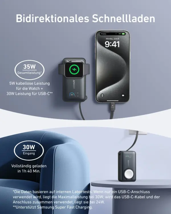Anker MagGo Powerbank (10000mAh, 35W, für Apple Watch) – Bild 2