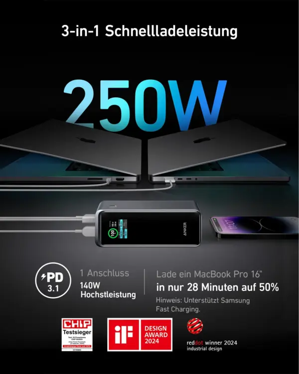 Anker Prime 27650mAh Powerbank (250W) – Bild 2