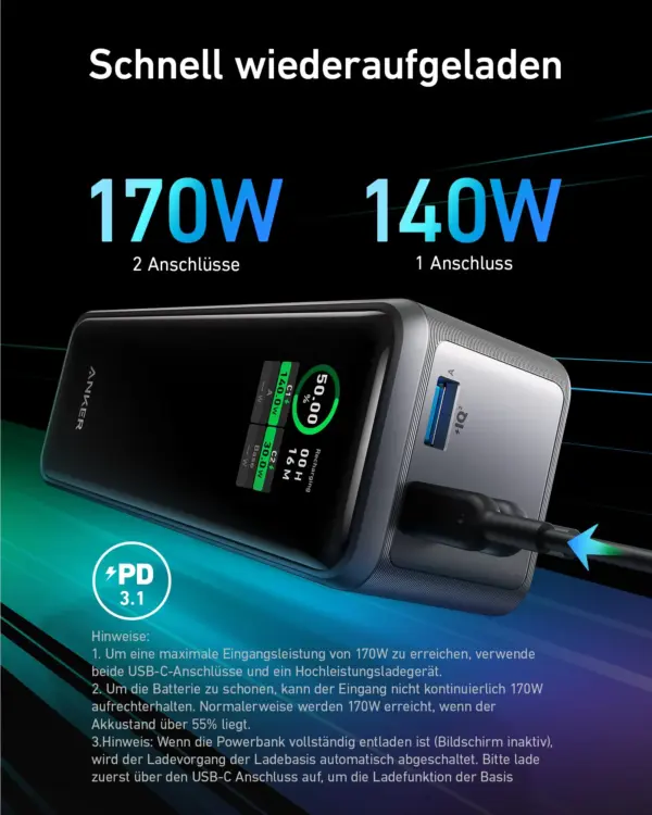Anker Prime 27650mAh Powerbank (250W) – Bild 3