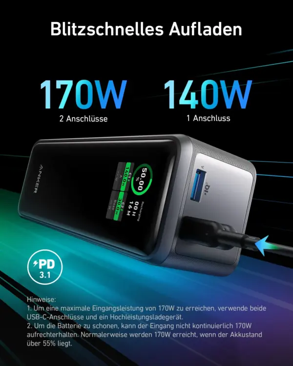 Anker Prime 27650mAh Powerbank (250W) – Bild 5