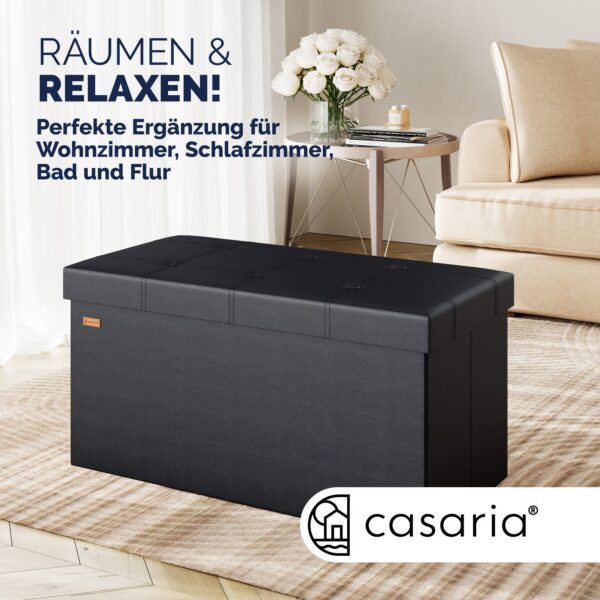 Sitzbank Schwarz 80x40x40cm MDF faltbar – Bild 2