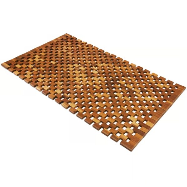 Badvorleger Holz 80x50cm FSC®-zertifiziertes Akazienholz Gummistopper – Bild 2