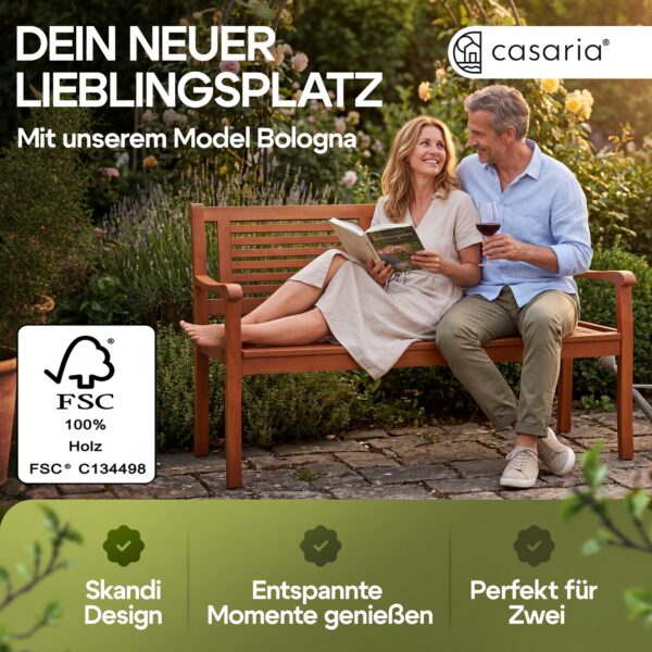 Gartenbank Eukalyptusholz 120x56x88cm FSC®-zertifiziert – Bild 2