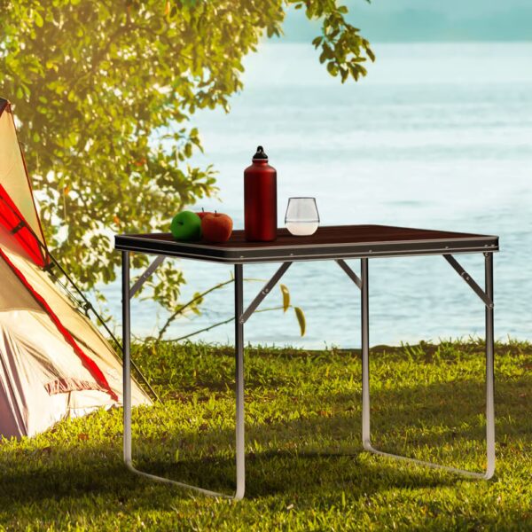 Campingtisch Holzoptik Alu 80x60x70cm klappbar – Bild 2