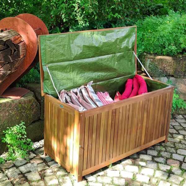 Gartenbox Akazienholz 115x50x59cm mit Innenplane wetterfest 205L – Bild 2