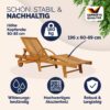 Gartenliege klappbar verstellbar Akazienholz mit Ausziehtisch Rollen – Bild 2