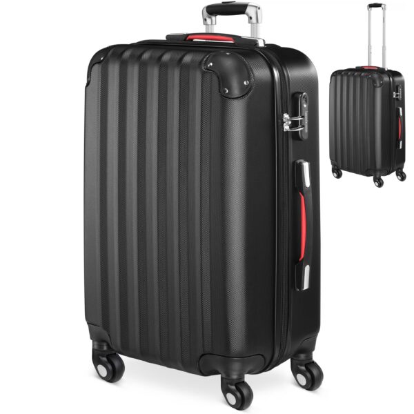 Hartschalenkoffer L Rollen 360º Reisekoffer 62L Schwarz ABS