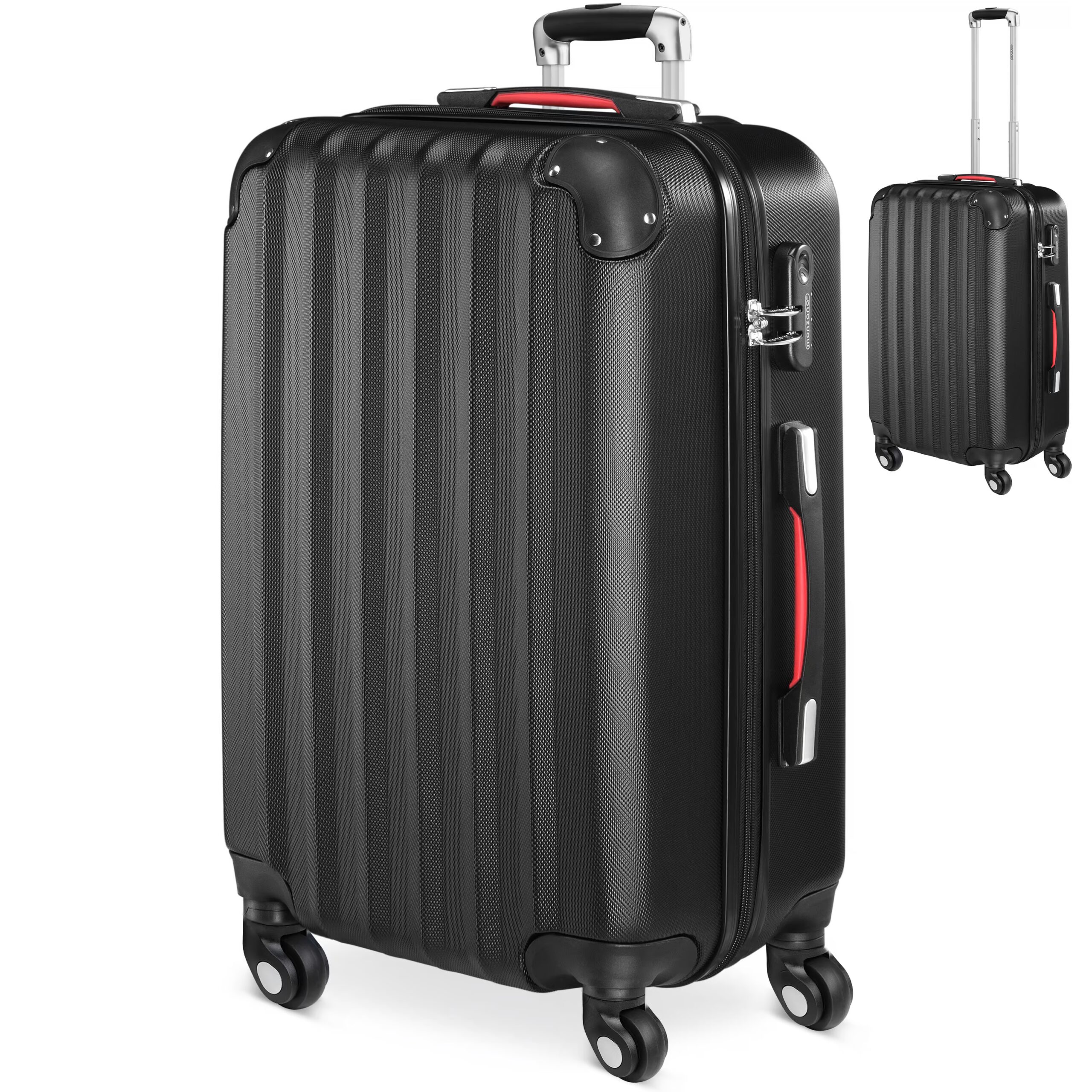 Hartschalenkoffer L Rollen 360º Reisekoffer 62L Schwarz ABS