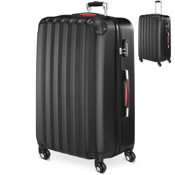 Hartschalenkoffer XL Rollen 360º Reisekoffer 90L Schwarz ABS