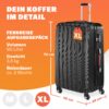 Hartschalenkoffer XL Rollen 360º Reisekoffer 90L Schwarz ABS – Bild 2