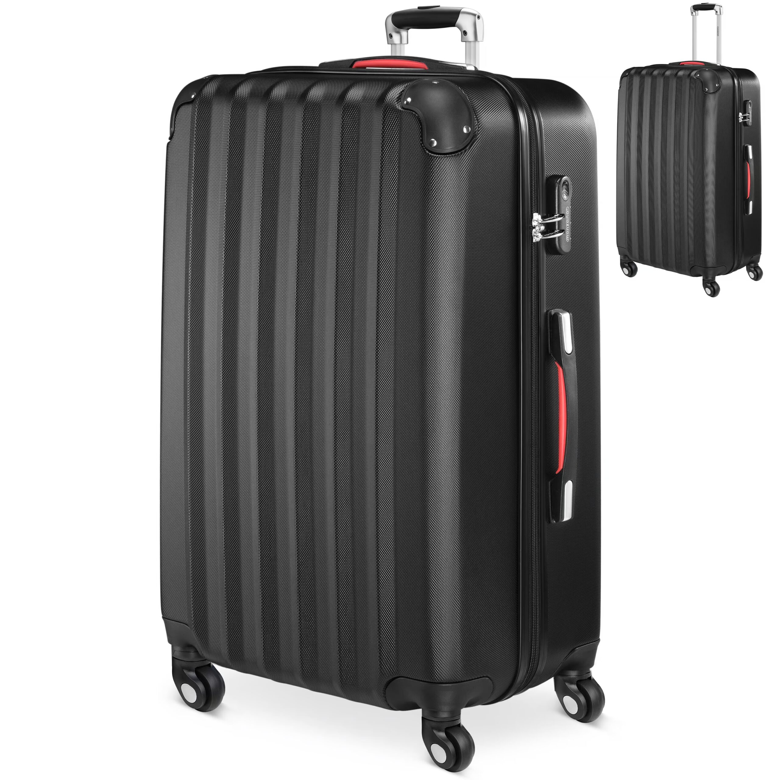 Hartschalenkoffer XL Rollen 360º Reisekoffer 90L Schwarz ABS