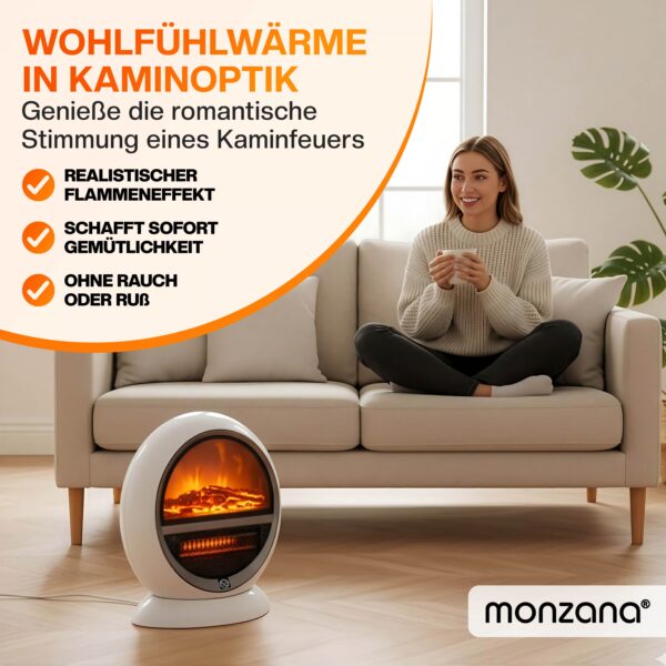Heizlüfter Kaminfeuer Weiß 1500W – Bild 2