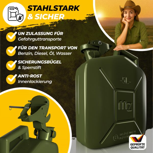 Metallkanister Grün 5 Liter – Bild 2