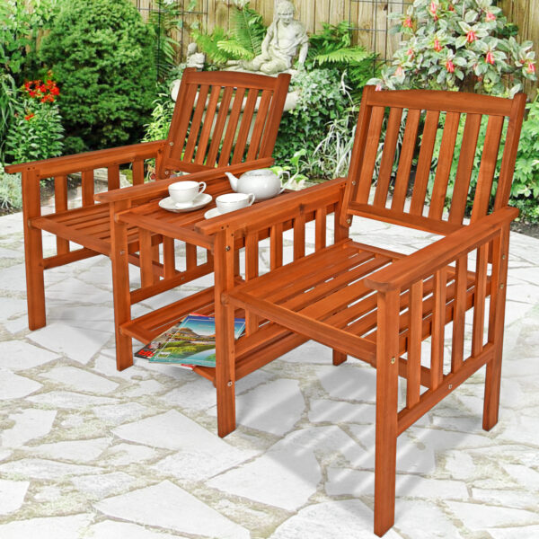Gartenbank Akazienholz mit Tisch 164x63x91cm – Bild 2