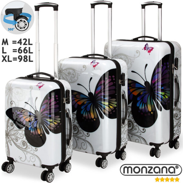 Hartschalenkoffer-Set Butterfly 3-tlg Polycarbonat – Bild 2 Hartschalenkoffer-Set Butterfly 3-tlg Polycarbonat – Bild 2