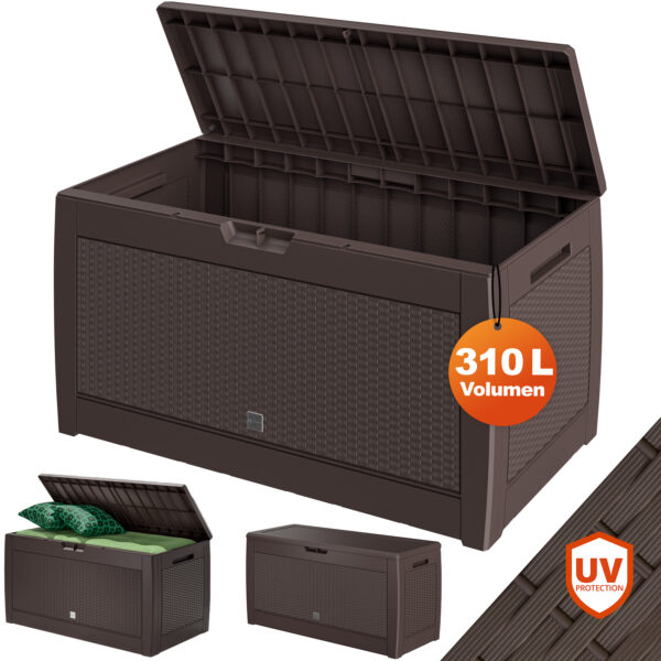 Gartenbox Rato 310L Braun Rattan Optik wasserdicht – Bild 2 Gartenbox Rato 310L Braun Rattan Optik wasserdicht – Bild 2
