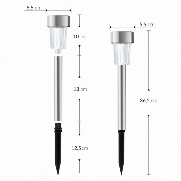 LED Solarleuchte 24er-Set Edelstahl 36,5cm – Bild 2