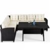 Polyrattan Lounge-Set Schwarz/Creme WPC Tischplatte