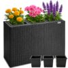Polyrattan Blumentopf Schwarz 83x30,5x60cm