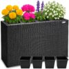 Polyrattan Blumentopf Schwarz 95x27x60cm