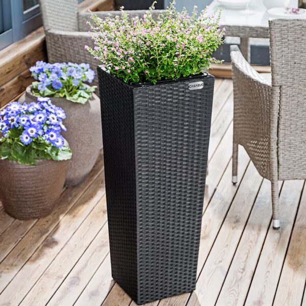 Polyrattan Blumentopf 3er-Set Schwarz – Bild 2