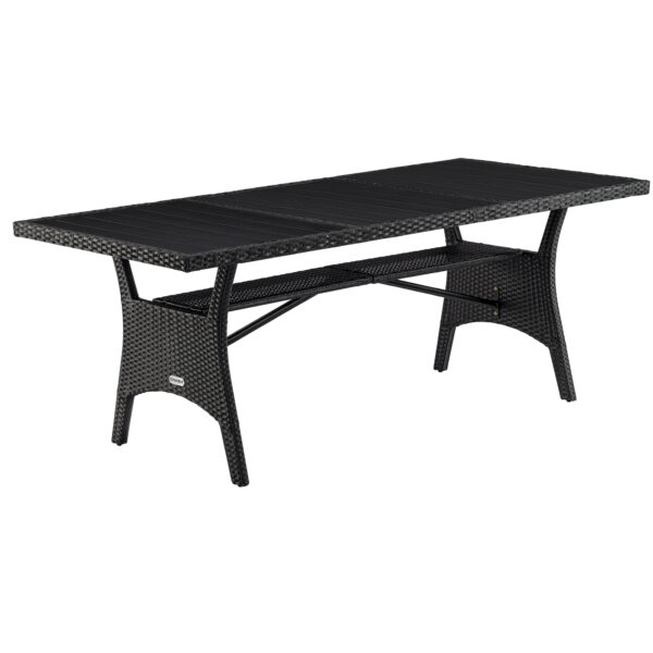 Polyrattan Gartentisch Takeo Schwarz 190x90x75cm WPC