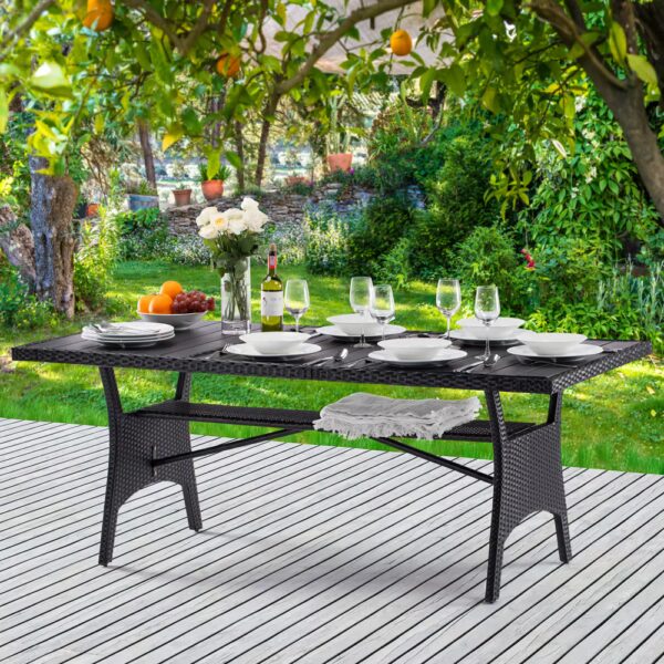 Polyrattan Gartentisch Takeo Schwarz 190x90x75cm WPC – Bild 2