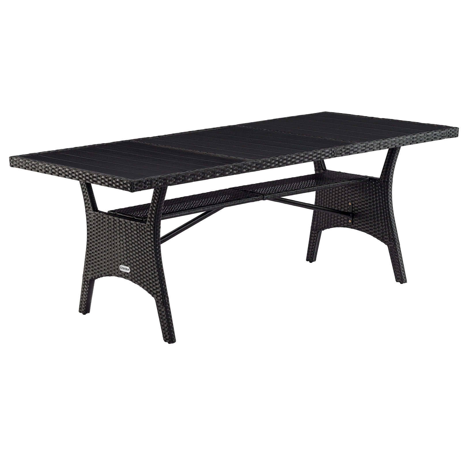 Polyrattan Gartentisch Takeo Schwarz 190x90x75cm WPC