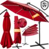 LED Solar Ampelschirm Mali Rot Ø350cm UV-Schutz 80+ Hülle – Bild 2