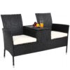 Polyrattan Kino Bank Schwarz 143x67x87cm
