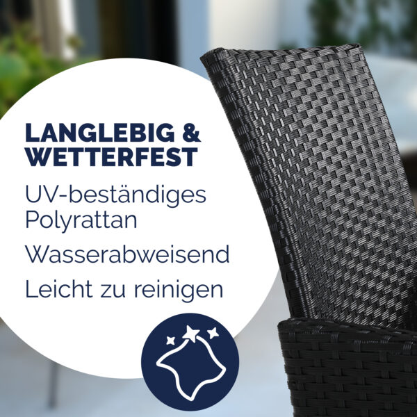 Polyrattan Kino Bank Schwarz 143x67x87cm – Bild 2