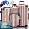 Hartschalenkoffer Set 4-tlg mit Zubehör Rollen 360º Rosé ABS – Bild 2