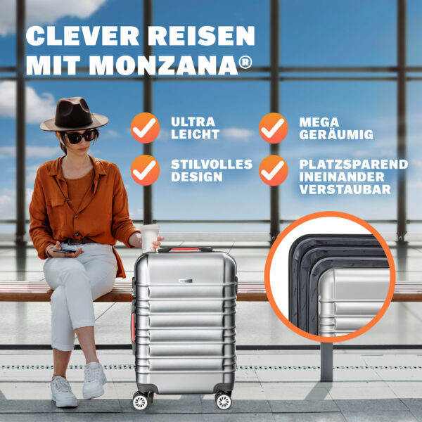 Hartschalenkoffer Set 4tlg Rollen 360º Silber ABS – Bild 2