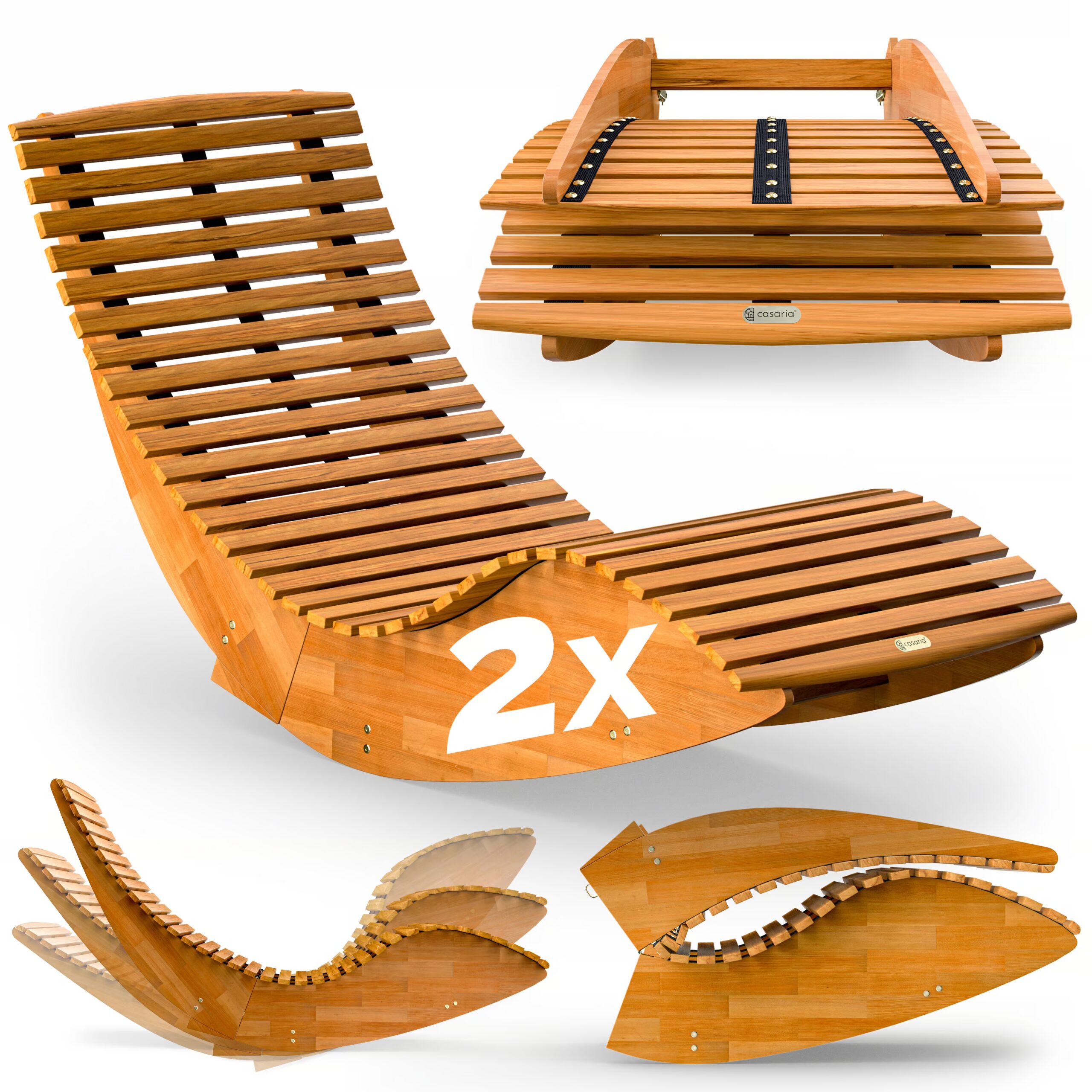 Saunaliege Java 2er-Set klappbar ergonomisch Schaukel fixierbar