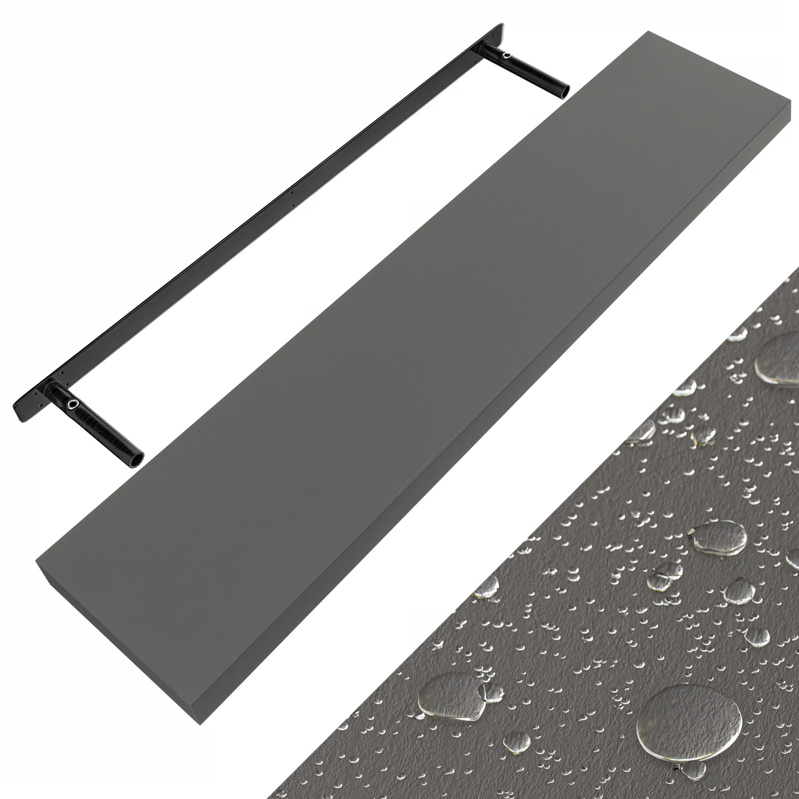 Wandregal Schweberegal 110cm Grau + Halterung