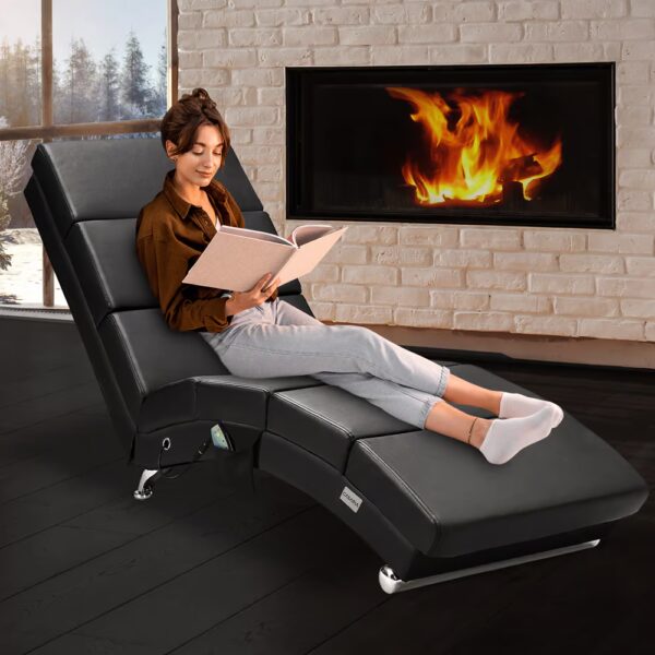 Relaxliege London Schwarz mit Massage- & Heizfunktion – Bild 2