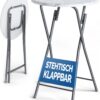 Stehtisch klappbar Ø60cm Marmoroptik Weiß 110cm Höhe