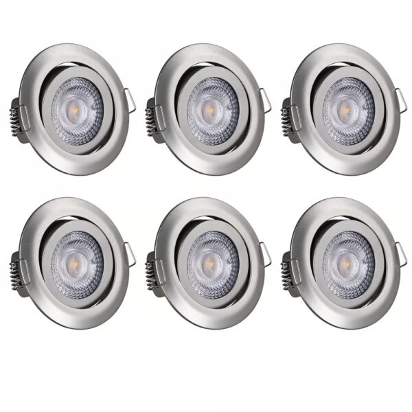 LED Einbauleuchte Krog 6er-Set Nickel