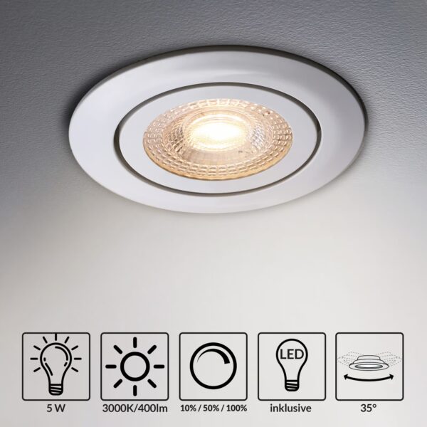 LED Einbauleuchte Krog 6er-Set Weiß – Bild 2
