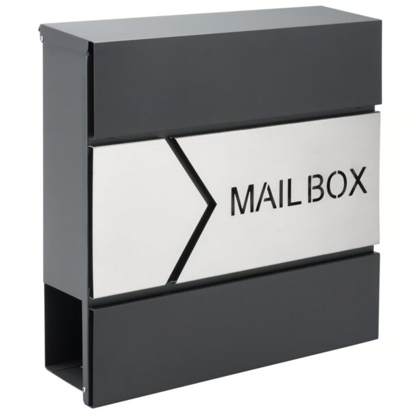 Briefkasten Design Anthrazit Edelstahl Zeitungsfach 37x11x36,5 cm – Bild 2