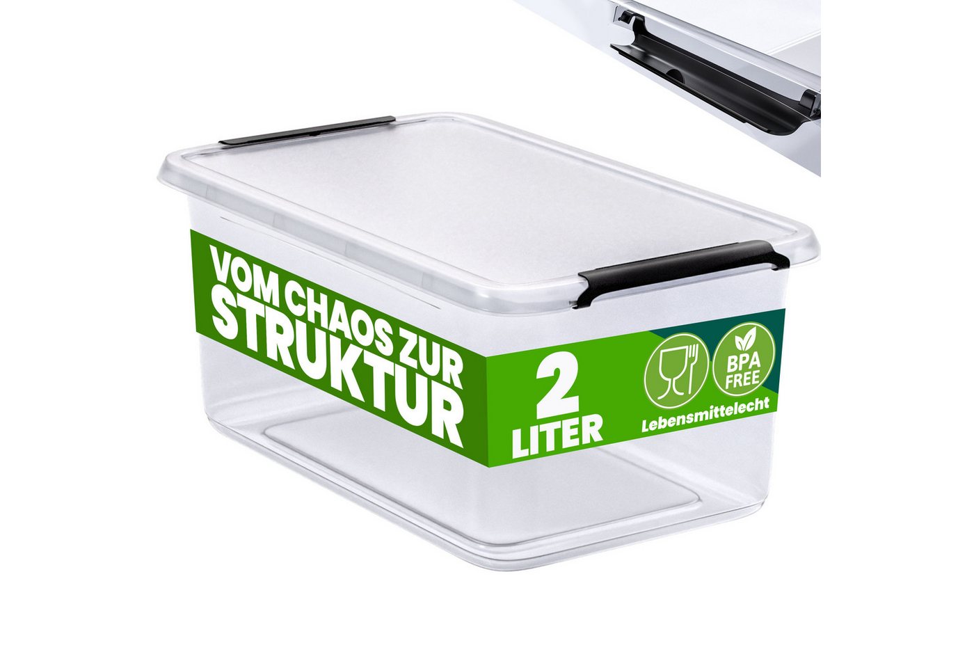 Aufbewahrungsbox 20x15x12cm 2L transparent stapelbar BPA-frei