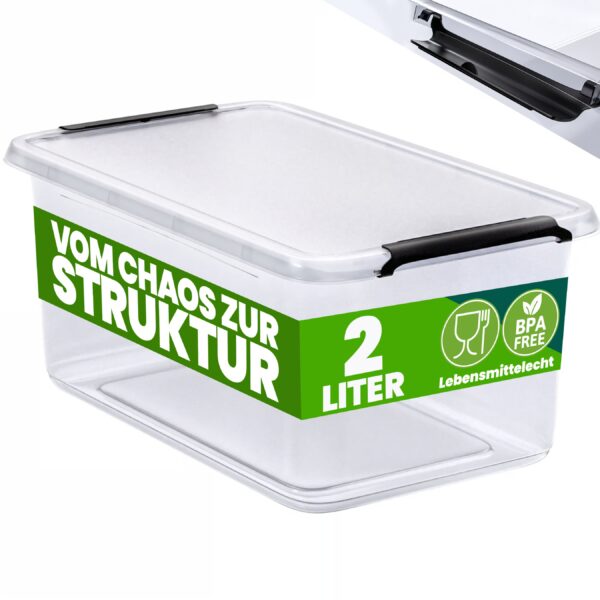 Aufbewahrungsbox 4er-Set 20x15x12cm 2L transparent stapelbar BPA-frei – Bild 2 Aufbewahrungsbox 4er-Set 20x15x12cm 2L transparent stapelbar BPA-frei – Bild 2