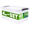 Aufbewahrungsbox 4er-Set 58x39x26cm 40L transparent stapelbar BPA-frei Aufbewahrungsbox 4er-Set 58x39x26cm 40L transparent stapelbar BPA-frei