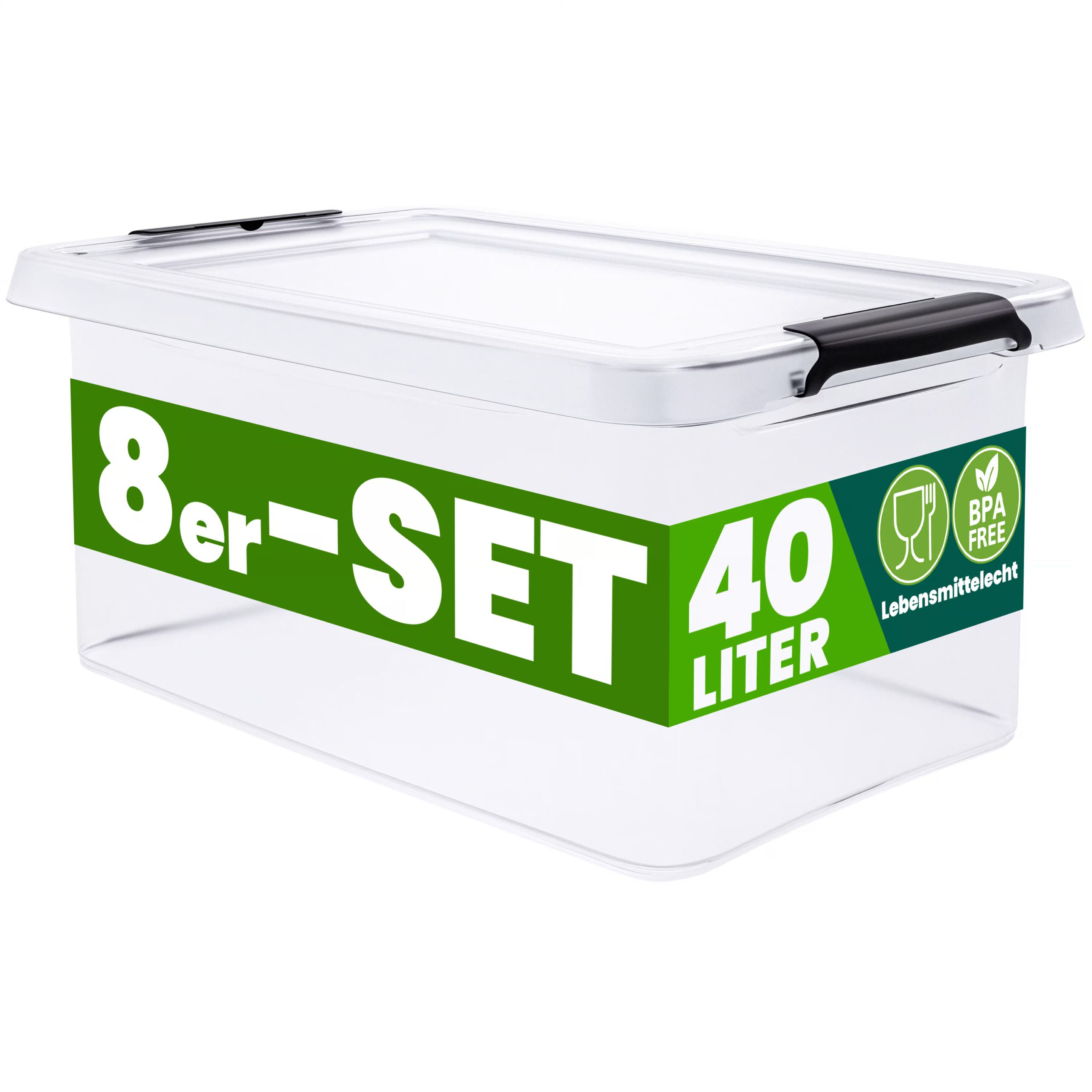 Aufbewahrungsbox 8er-Set 58x39x26cm 40L transparent stapelbar BPA-frei