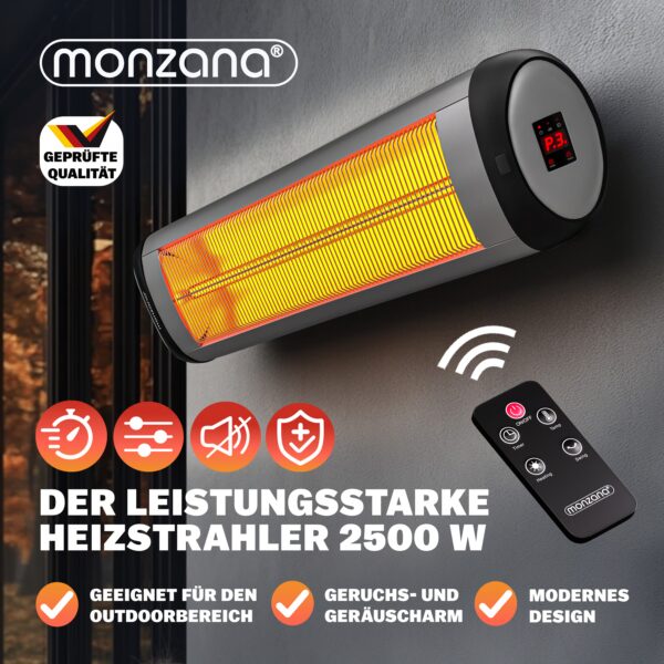 Heizstrahler MZH2501 Silber 2500W 90° verstellbar – Bild 2